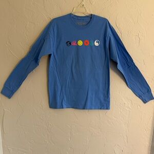 Men’s Medium Long Sleeve Blue Graphic Tee - Smiley & Symbols